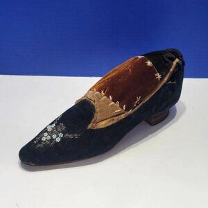 Antique Quilted Pin Cushion Made of Victorian Beaded Shoe
